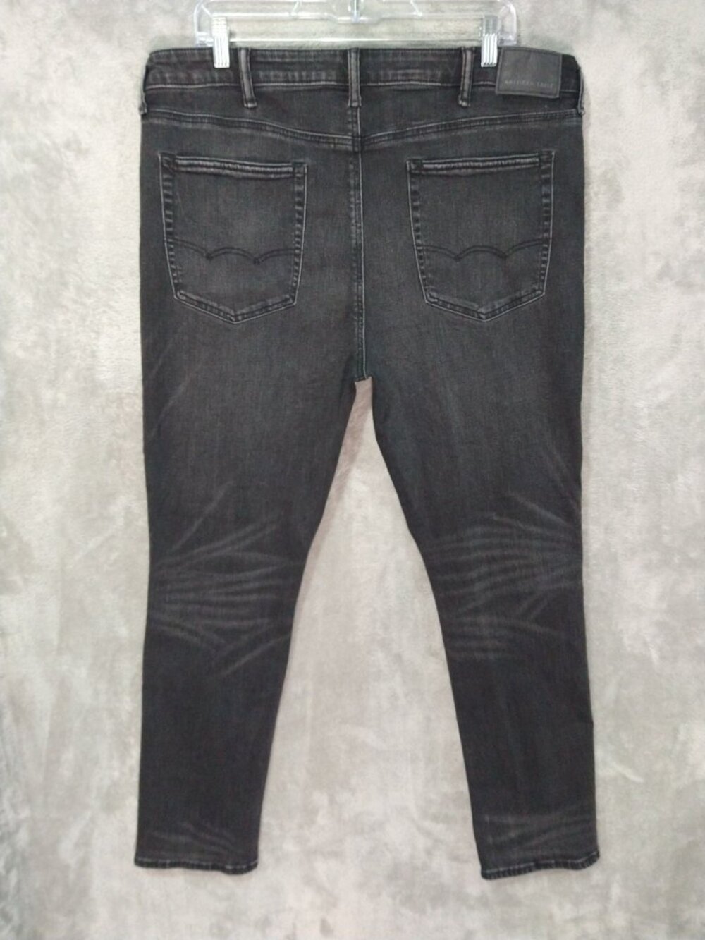 American Eagle Jeans Mens 38x30 Black Denim Airflex Slim Mid Rise Dark Wash - Picture 2 of 10